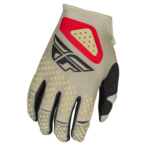 Fly Racing 2025 Youth Kinetic Sym MX Gloves - Light Grey/Red/Black - YS - SKU:4008487
