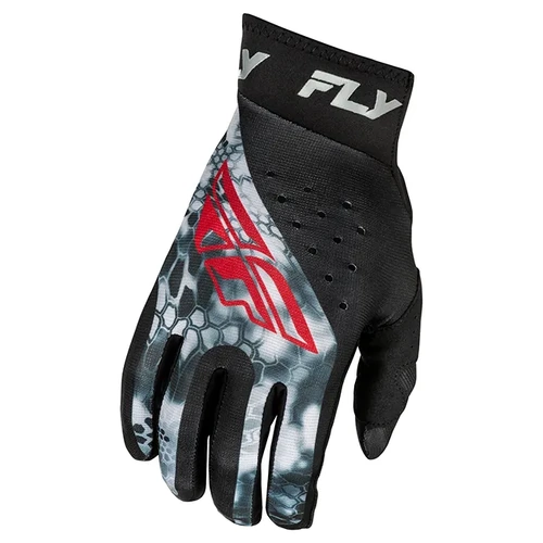 Fly Racing 2025 Pro Lite Kryptek MX Gloves - Black/Red/Grey - XS - SKU:4008655