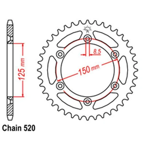 Rear Sprocket - KTM - 520 - Steel - 44T
