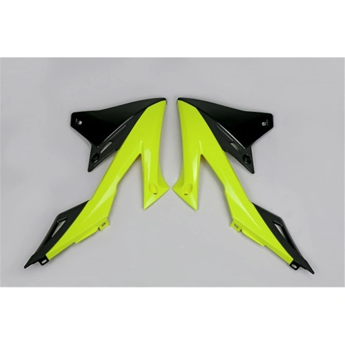 UFO Radiator Covers - Suzuki RMZ 250 19-25/RMZ 450 18-25 - Black/Neon Yellow - SKU:4941DFLU