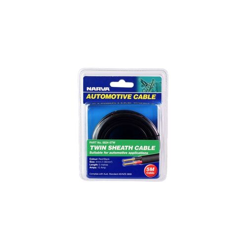 CABLE TWIN CORE 4MM 15A 5M