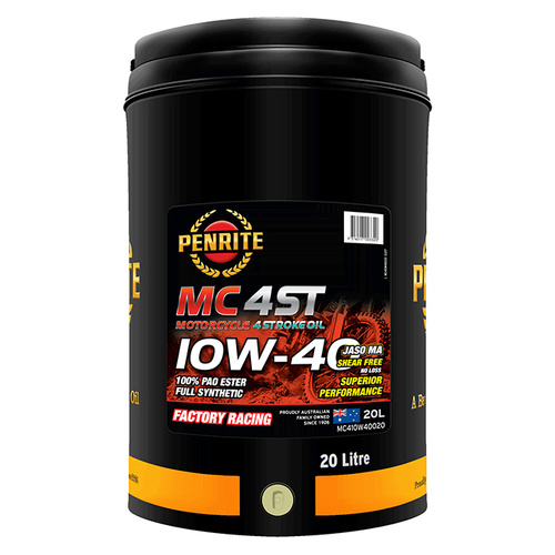 Penrite MC-4ST 10W-40 100% PAO Ester Full Synthetic Oil - 20 Litres - SKU:6107746