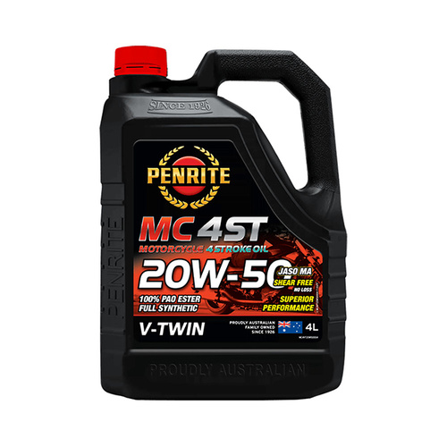 Penrite MC-4ST V Twin 20W-50 100% PAO Ester Full Synthetic Oil - 4 Litres - SKU:6107755