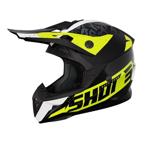 Shot Youth Pulse Airfit Helmet - Black/White/Neon/Yellow - S - SKU:66-4743-01