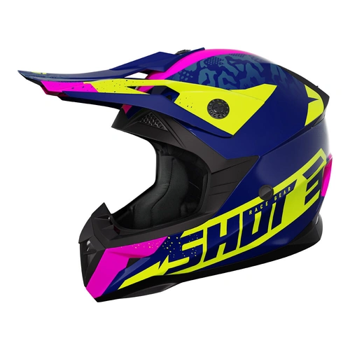 Shot Youth Pulse Airfit Helmet - Blue/Neon/Yellow/Pink - M - SKU:66-4744-02