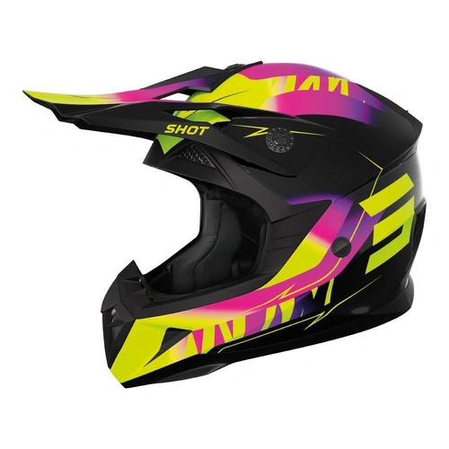 Shot Pulse X-Treme Kids Glossy Helmet - Pink/Neon Yellow - S - SKU:66-5724-01