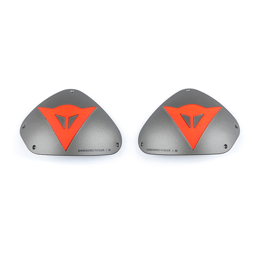 Dainese DETS Aluminium Shoulder Plates - Aluminium/Fluro Red - OS - SKU:7106695