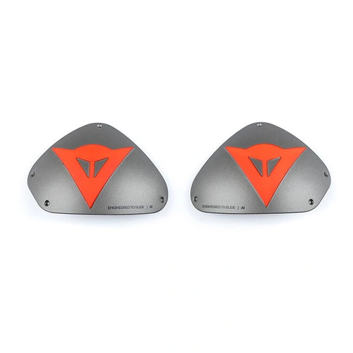 Dainese DETS Aluminium Shoulder Plates - Aluminium/Fluro Red - OS