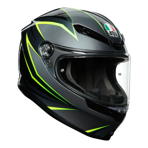 AGV K6 Flash Helmet - Grey/Black/Lime - S - SKU:77-176-05