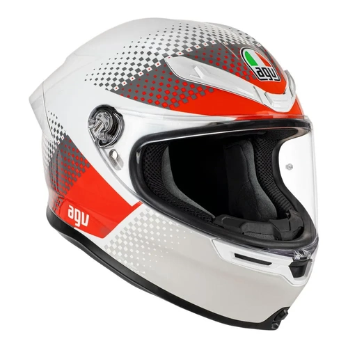 AGV K6 S Fision Helmet - White/Red/Grey - S - SKU:77-182-05