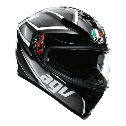 AGV K5S Tempest Helmet - Black/Silver - MS - SKU:77-280-06