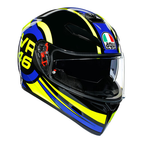 AGV K3SV Ride 46 Helmet - Black/Blue/Yellow - S - SKU:77-384-05