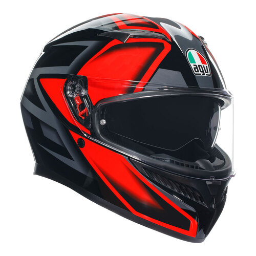AGV K3 Compound Helmet - Black/Red - S - SKU:77-394-05
