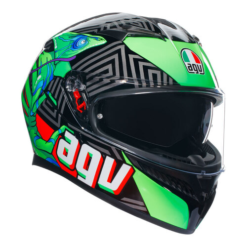 AGV K3 Kamaleon Helmet - Black/Red/Green - XS - SKU:77-402-04