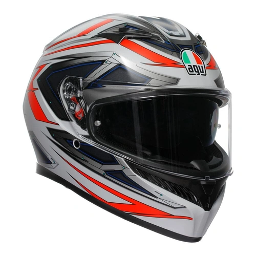 AGV K3 Space Full Face Helmet - White/Red - S - SKU:77-407-05
