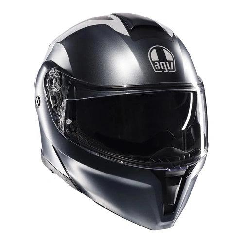 AGV StreetModular Resia Matte Helmet - Grey/Silver/Red - S - SKU:77-461-05