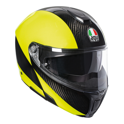 AGV SportModular Carbon Helmet - Carbon/Fluro Yellow - S - SKU:77-607-05