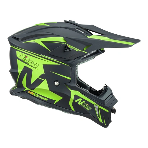 Nitro MX760 Satin Helmet - Black/Fluro Green - XS - SKU:85-777-04