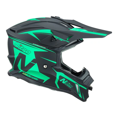 Nitro MX760 Satin Helmet - Black/Teal - XL - SKU:85-779-10