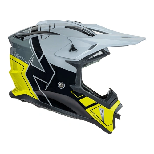 Nitro MX760 Gloss Helmet - Silver/Grey/Black/Fluro - S - SKU:85-780-05