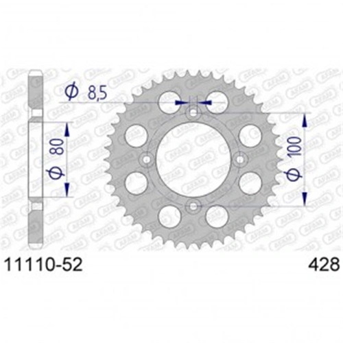 AFAM A52 428 Rear Sprocket - Honda XR100 - 52T