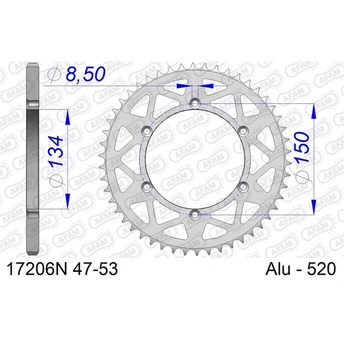 AFAM A51 520 Rear Sprocket - Kawasaki KX/KDX/KLX - 51T