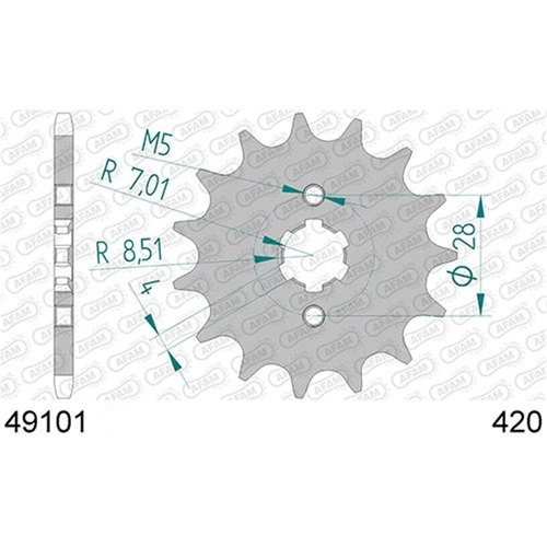 AFAM 14T 420 Front Sprocket - Kawasaki KLX110/DRZ110 01-02 - 14T