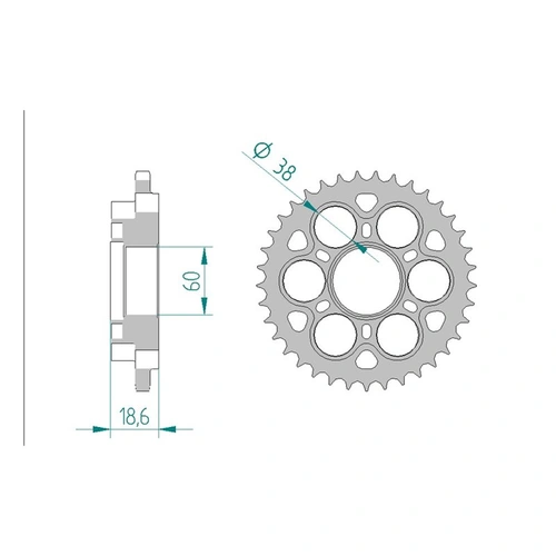 AFAM A38 520 Rear Sprocket - Ducati 1198 - 38T