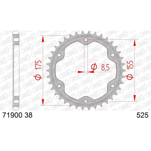 AFAM S38 525 Rear Sprocket - KTM Super Duke - 38T