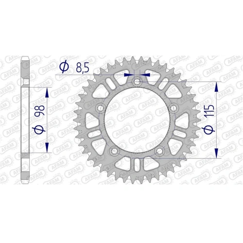 AFAM A47 420 Rear Sprocket - Husqvarna CR65 11-13/TC65 17-22/KTM SX65 01-22 - 47T