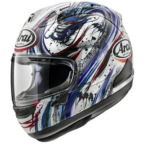Arai RX-7V Evo Kiyonari Trico Helmet - White/Blue/Red