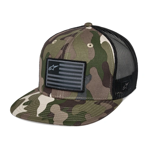Alpinestars Flag Flat Trucker Hat - Green Camo/Black - OS