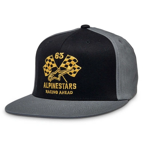 Alpinestars Double Check Flatbill Hat - Black/Charcoal/Yellow - L/XL - SKU:AS1281230110884