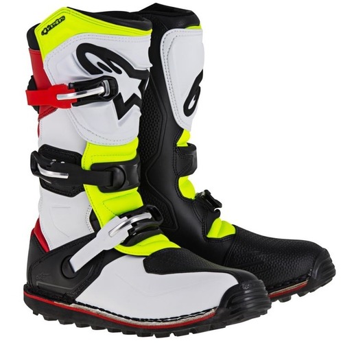 Alpinestars Tech T Trials Boot - White/Red/Fluro Yellow - 5 - SKU:AS200401725105