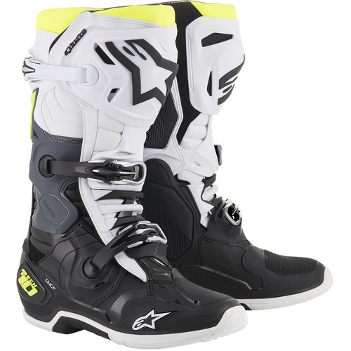 Alpinestars Tech 10 Boots - Black/White/Yellow Fluro