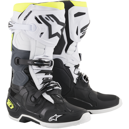 Alpinestars Tech 10 Boots - Black/White/Yellow Fluro