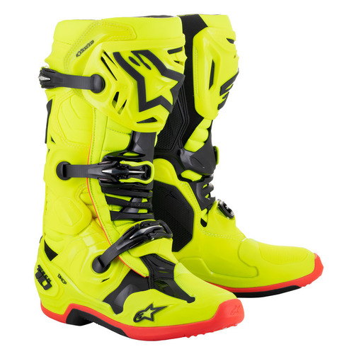 Alpinestars Tech 10 Boot - Fluro Yellow/Black/Fluro Red - 12 - SKU:AS2010020053312