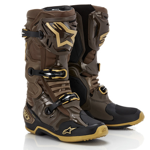Alpinestars Tech 10 Boot - Dark Brown/Gold - 8 - SKU:AS2010020083908