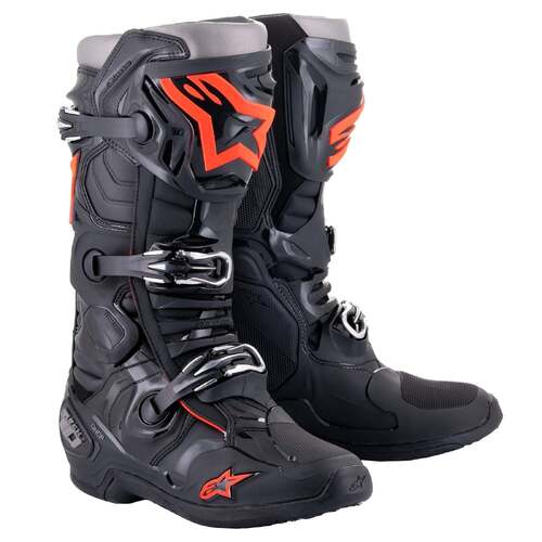 Alpinestars Tech 10 Boot - Black/Fluro Red - 8 - SKU:AS2010020103008
