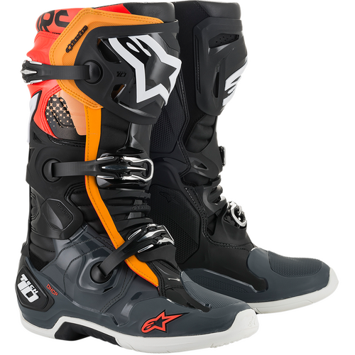 Alpinestars Tech 10 Boots - Black/Grey/Orange - 8 - SKU:AS2010020114308