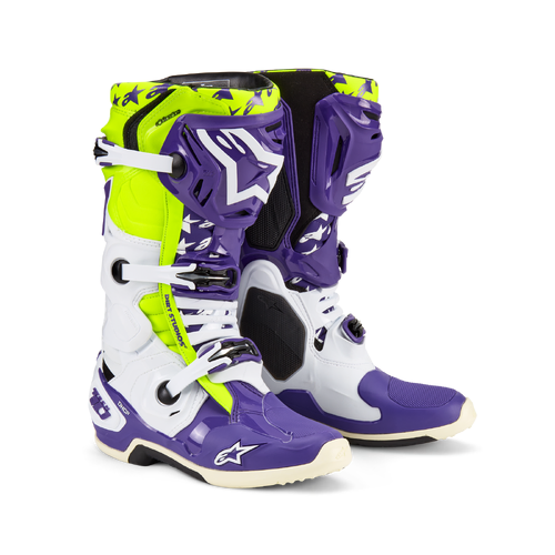 Alpinestar Tech 10 Dirt Studio Limited Edition Motocross Boots - White/Purple