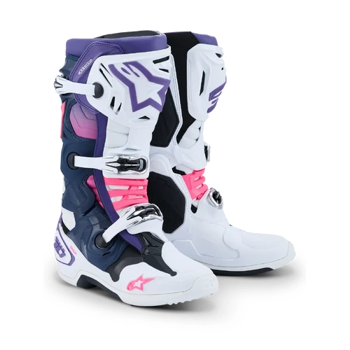 Alpinestars 2026 Tech 10 MX Boots - White/Violet/Navy Blue/Fluro Pink - 7 - SKU:AS2010020278007