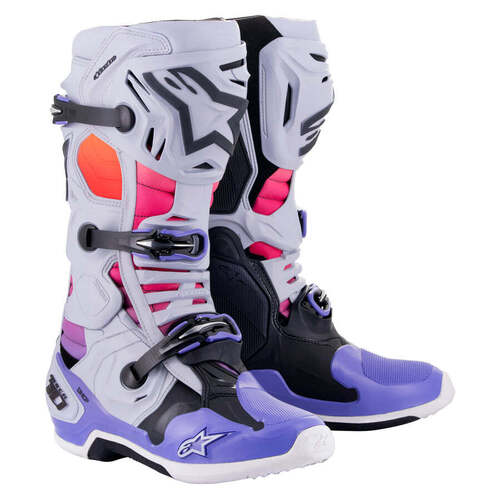 Alpinestars 2023 Tech 10 LE Daytona Boots - Haze Grey/Orange Fluo/Rhodamine - 10 - SKU:AS2010020924310