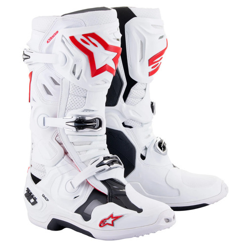 Alpinestars Tech 10 Supervented Boot - White/Bright Red - 8 - SKU:AS2010520223008