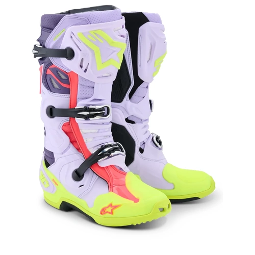 Alpinestars 2026 Tech 10 Vented MX Boot - Purple/Fluro Yellow/Diva Pink - 8 - SKU:AS2010520315008