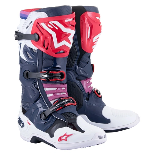 Alpinestars Tech 10 Supervented Boot - Night Navy/White/Rainbow - 8 - SKU:AS2010520706208