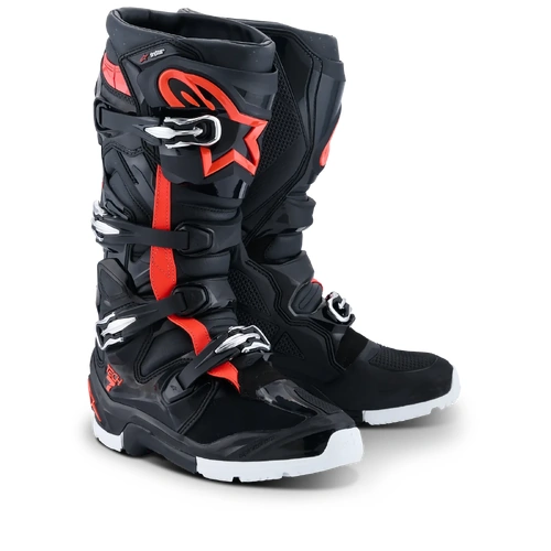 Alpinestars 2026 Tech 7 Enduro Drystar Boots - Black/Fluro Red/White - 8 - SKU:AS2010526132108