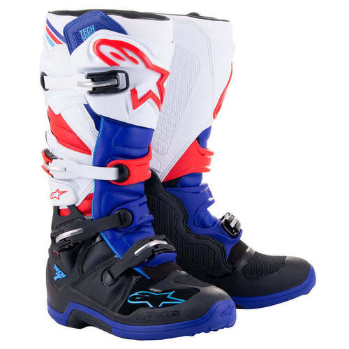 Alpinestars Tech 7 Boots - Black/Blue/Red/White - 10 - SKU:AS2012014173210