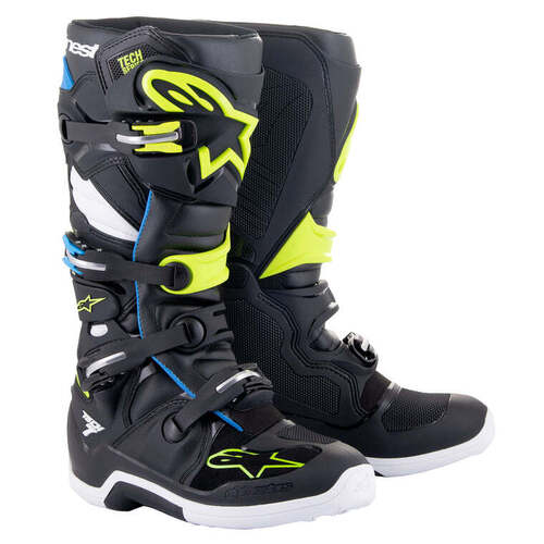 Alpinestars Tech 7 Boots - Black/Enamel/Blue/Yellow - 13 - SKU:AS2012014179513