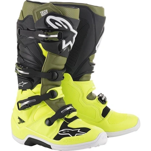 Alpinestars Tech 7 Boots - Fluro Yellow/Military Green/Black - 8 - SKU:AS201201456108
